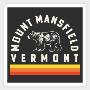 Mount Mansfield Vermont Souvenir Bear Retro Vintage Stripes Sticker